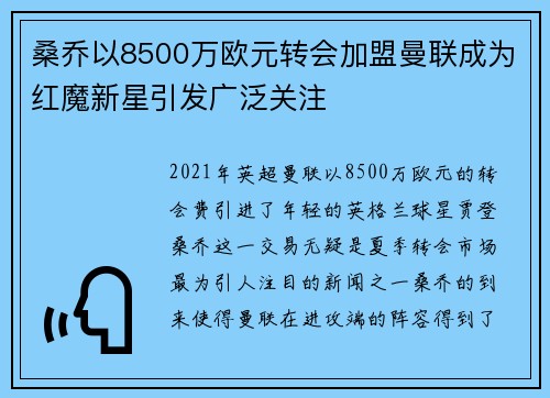 桑乔以8500万欧元转会加盟曼联成为红魔新星引发广泛关注 桑乔以8500万欧元转会加盟曼联成为红魔新星引发广泛关注